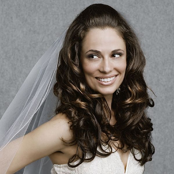 Beautiful example of Half-up, half-down bridal hairstyle